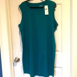 Eileen Fisher Jasper Teal Cotton Jersey Dress NWT